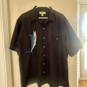 Hook & Tackle Black Marlin Embroidered Men's Shirt